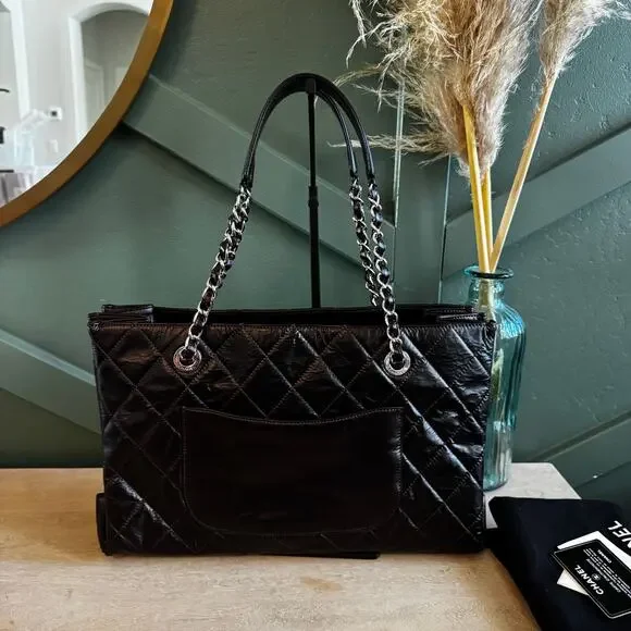 MINT XL CHANEL GRAND SHOPPING TOTE LEATHER DARK BROWN - Picture 3 of 7